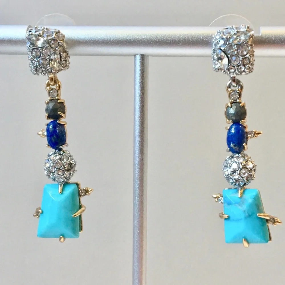 ALEXIS BITTAR • Elements Stone Lapis Turquoise Linear Earrings